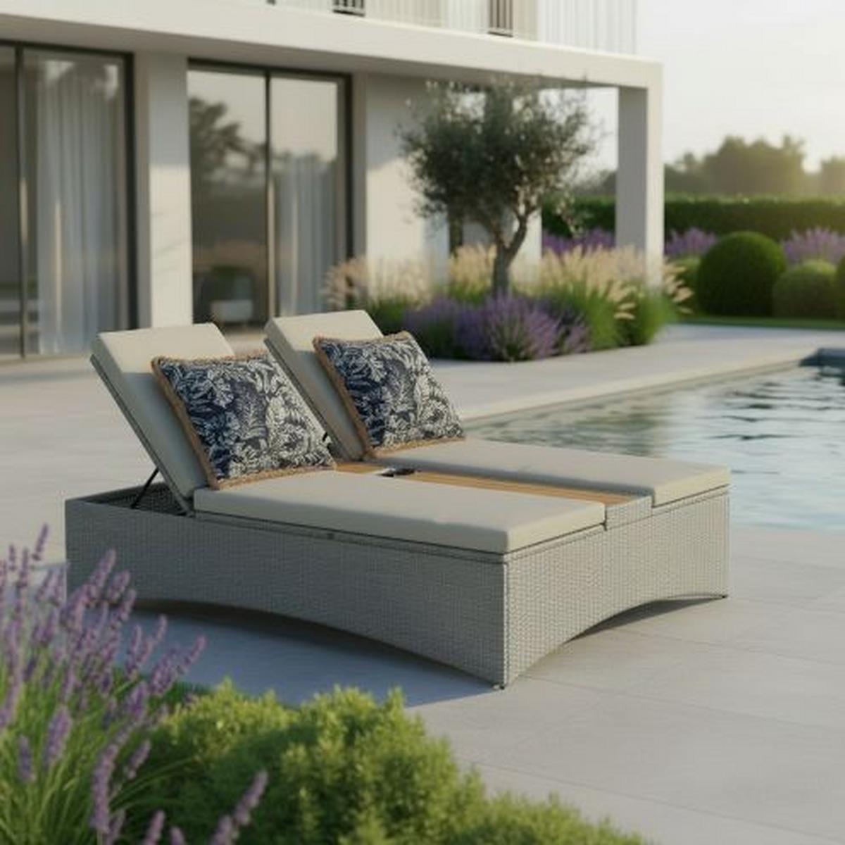 ZÁHRADNÉ LEŽADLO MONERO - sivá, Modern, kov/drevo (201cm) - Bessagi Garden