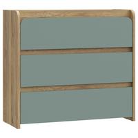 KOMODA HOA - barvy dubu/šalvějově zelená, Moderní, kompozitní dřevo (104,4/94,5/41,3cm)