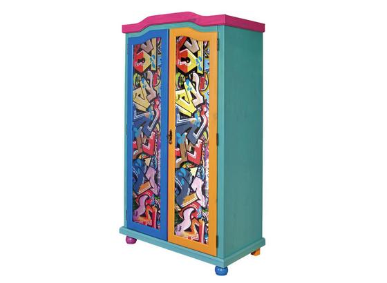 Schrank Genffiti B: 103 cm Multicolor - Blau/Pink, MODERN, Holz (103/200/55cm) - Livetastic Schrank Genffiti B: 103 cm Multicolor - Blau/Pink, MODERN, Holz (103/200/55cm) - Livetastic