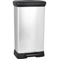 Mülleimer Deco Mit Deckel 50 L Kunststoff Schwarz/silber - Silberfarben/Schwarz, Basics, Kunststoff (36,0/81,1/44,0cm) - Keter