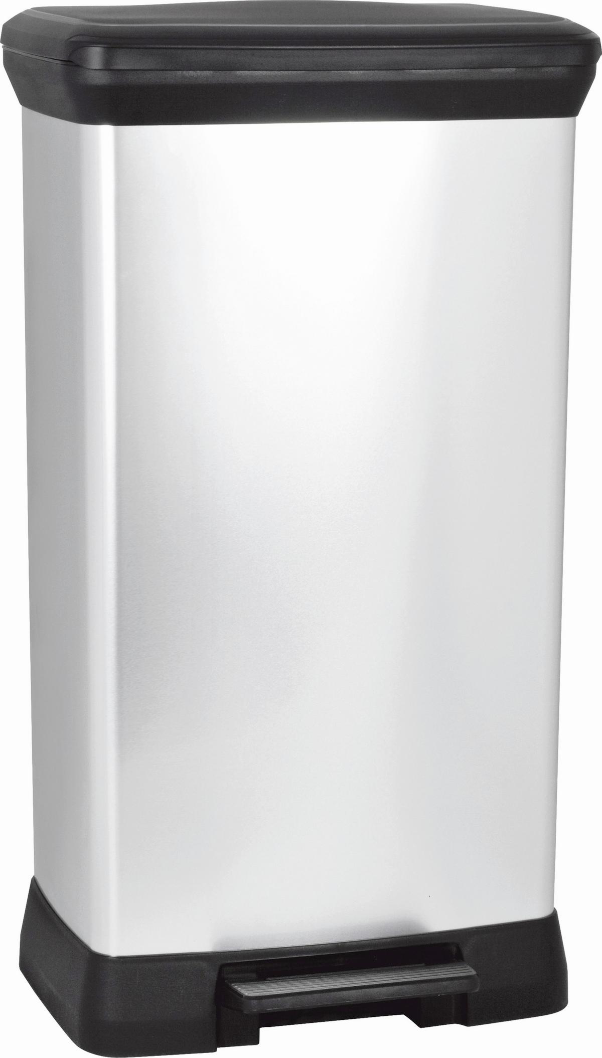 Mülleimer Deco Mit Deckel 50 L Kunststoff Schwarz/silber - Silberfarben/Schwarz, Basics, Kunststoff (36,0/81,1/44,0cm) - Keter
