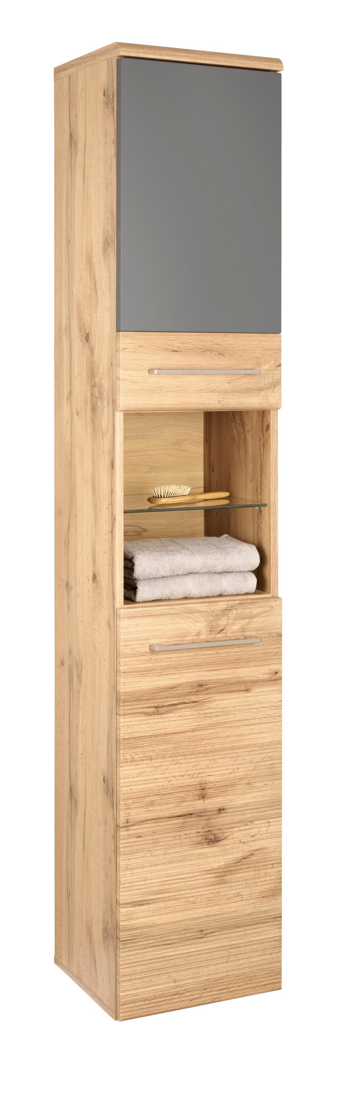 VYSOKÁ SKŘÍŇ FLOAT -EXKLUSIV- - barvy dubu/barvy chromu, Moderní, kov/kompozitní dřevo (35/194/33cm) - Premium Living