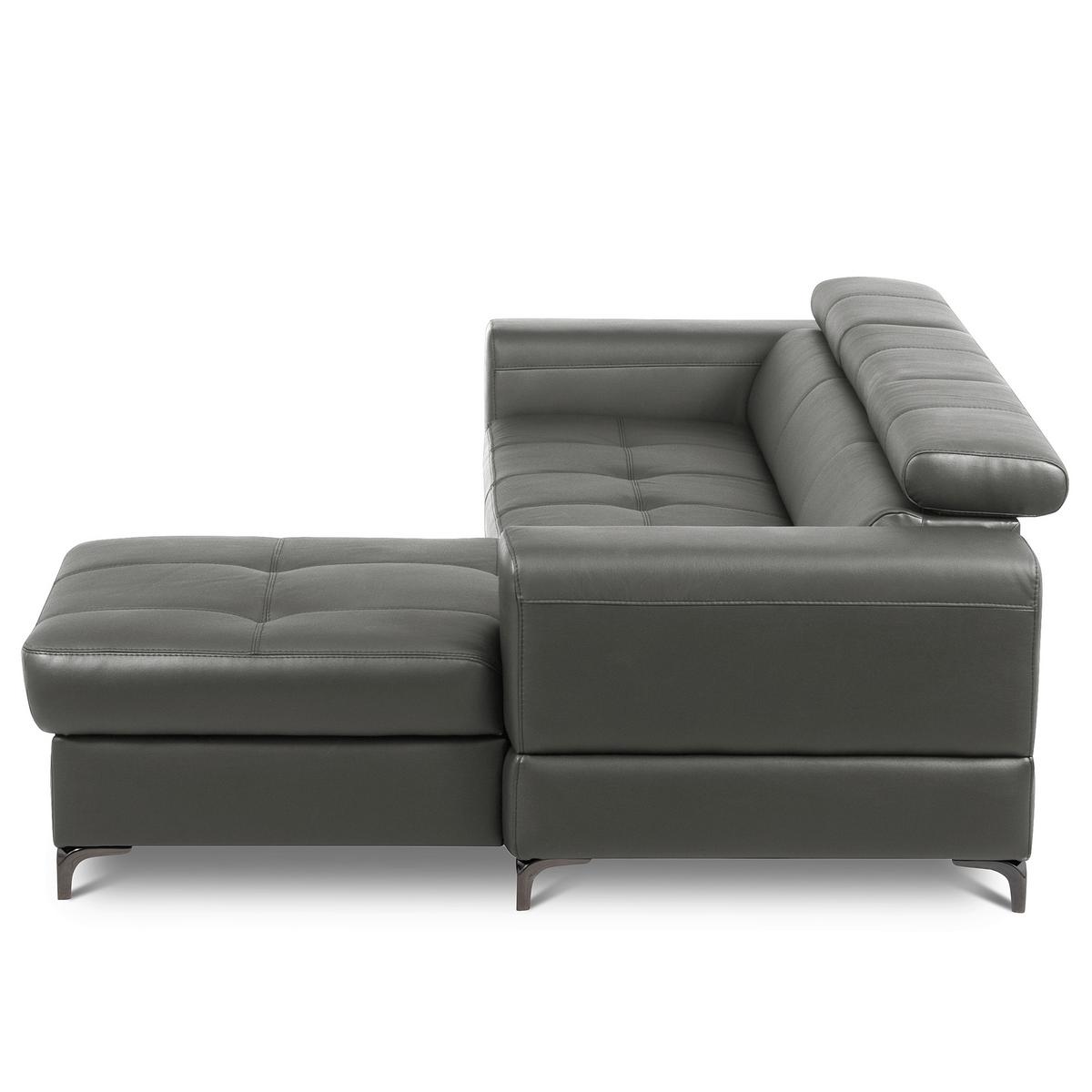 Ecksofa Torino Teilleder Anthrazit 247x173 - Anthrazit/Schwarz, Design, Leder/Textil (247/173cm) - Livetastic