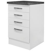Küchenunterschrank Alba B: 50 cm Weiß/Schiefer mit Laden - Weiß Hochglanz/Weiß, MODERN, Holzwerkstoff (50/86/60cm)