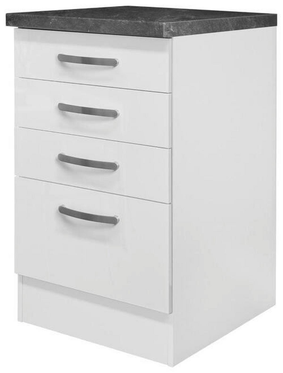 Küchenunterschrank Alba B: 50 cm Weiß/Schiefer mit Laden - Weiß Hochglanz/Weiß, MODERN, Holzwerkstoff (50/86/60cm)