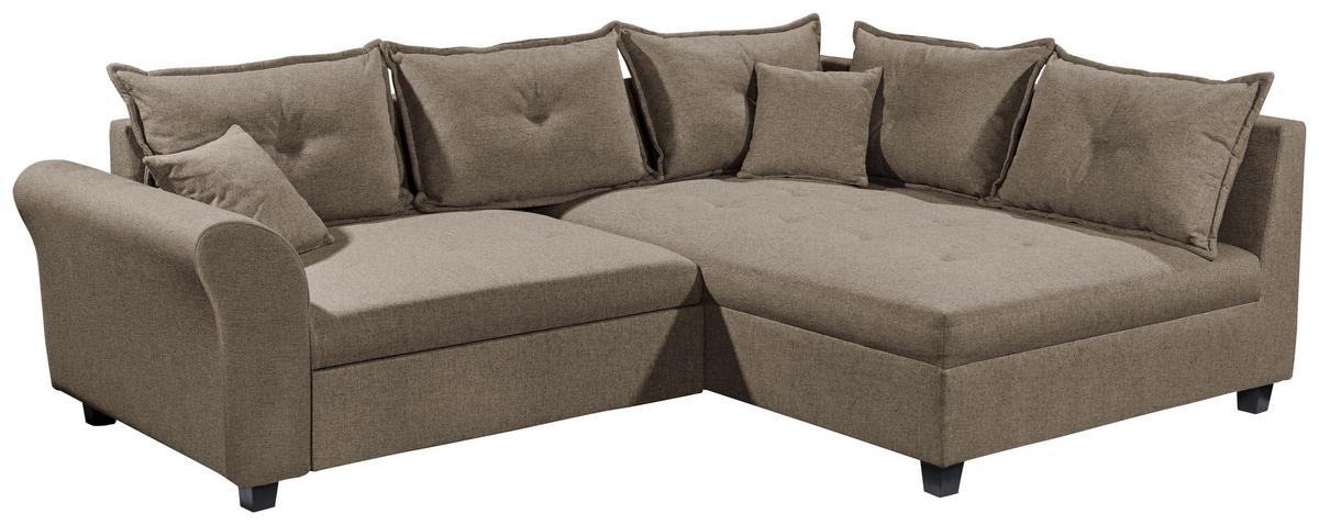 Ecksofa Liz Braun S: 252x175 cm - Schwarz/Braun, MODERN, Textil (252/175cm) - Livetastic