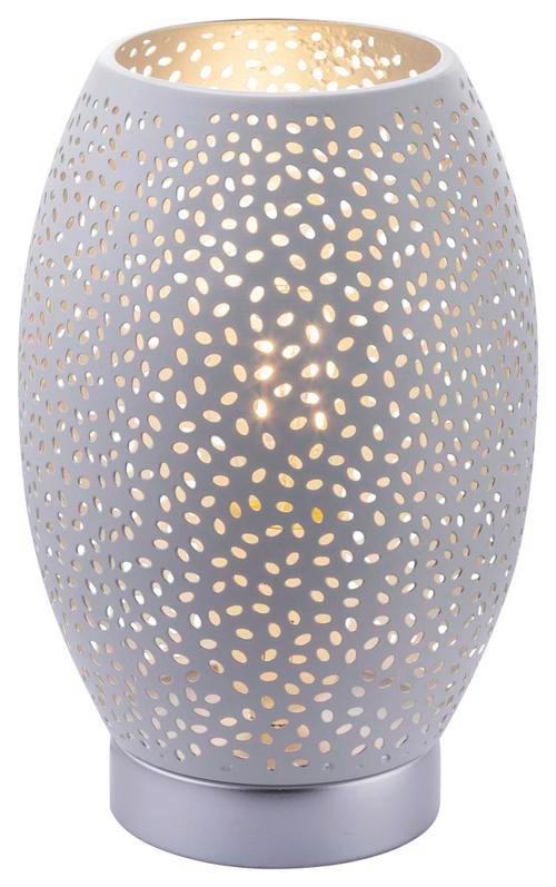 Tischlampe Narri Weiß/silber Klein Und Kompakt Mit Schalter - Silberfarben/Weiß, Basics, Metall (15/23cm) - Globo