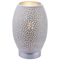 Tischlampe Narri Weiß/silber Klein Und Kompakt Mit Schalter - Silberfarben/Weiß, Basics, Metall (15/23cm) - Globo