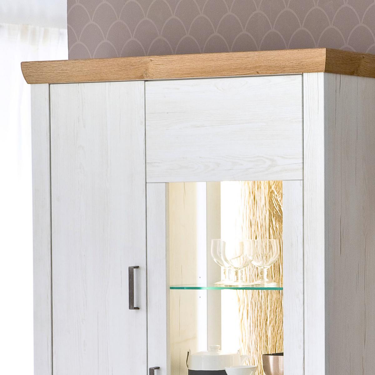 Wohnkombination 3-Tlg. Madrid Eiche-/Pinienfarben - Eichefarben/Schwarz, Design, Glas/Holzwerkstoff (297/205/50cm) - MID.YOU