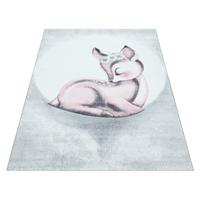 Kinderteppich Rehkitz Pink Bambi 160x230 cm - Hellrosa/Hellgrau, Trend, Textil (160/230cm)