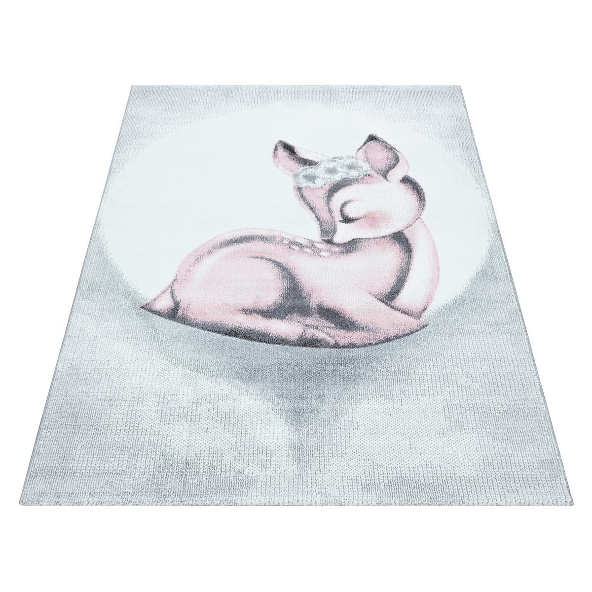 Kinderteppich Rehkitz Pink Bambi 160x230 cm - Hellrosa/Hellgrau, Trend, Textil (160/230cm)