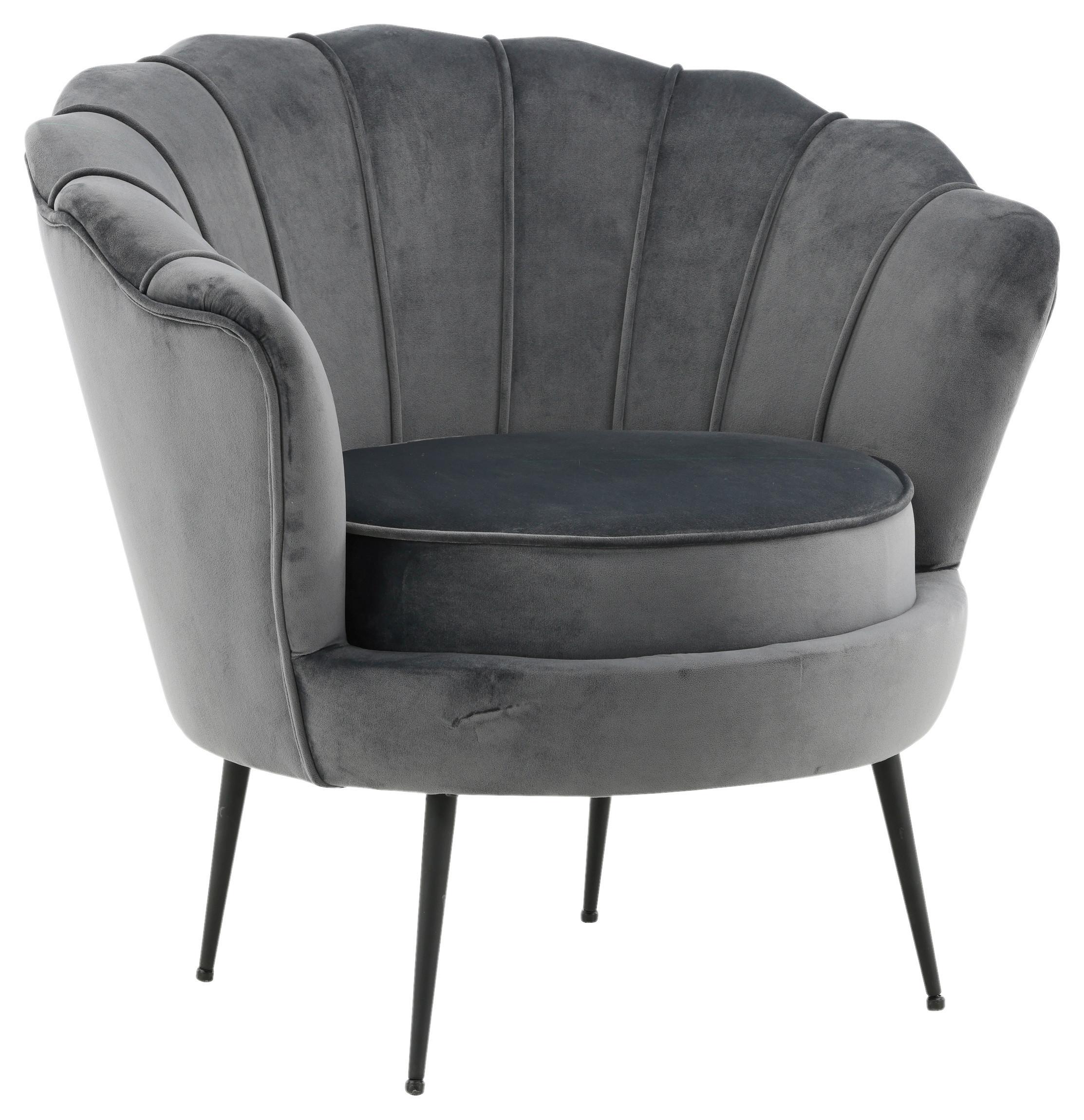 Sessel Calais - Dunkelgrau/Schwarz, Design, Textil/Metall (83/76/77cm) - Livetastic