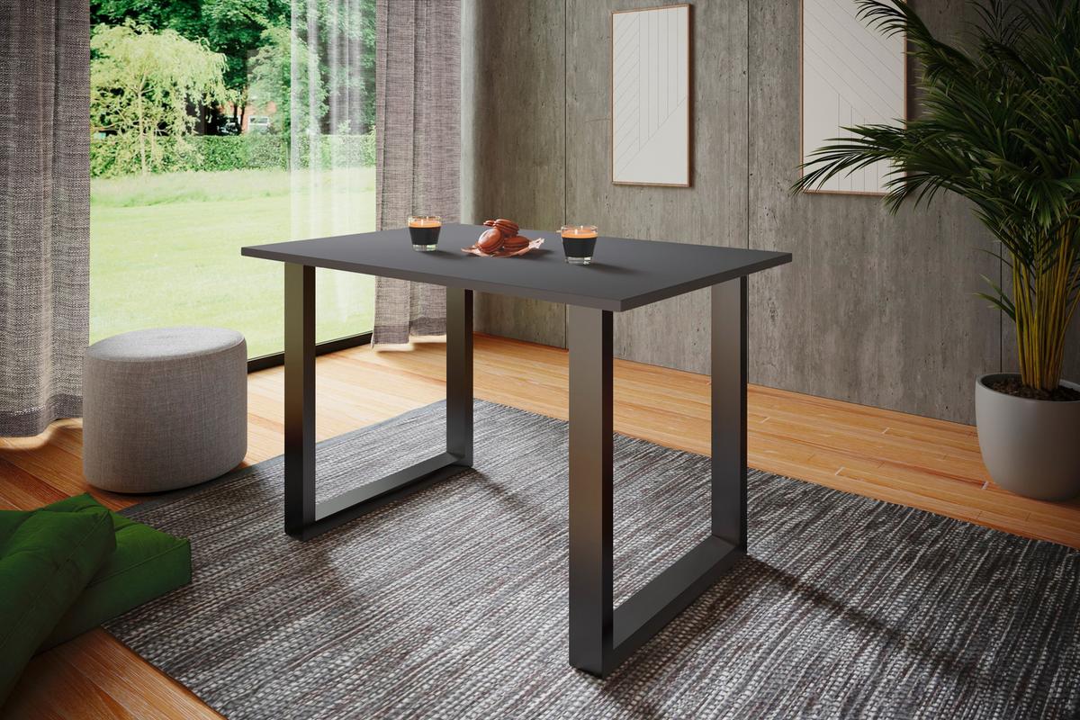 Schreibtisch Lona Anthrazit B: 80 cm - Anthrazit/Schwarz, Design, Holzwerkstoff/Metall (80/76/50cm) - MID.YOU