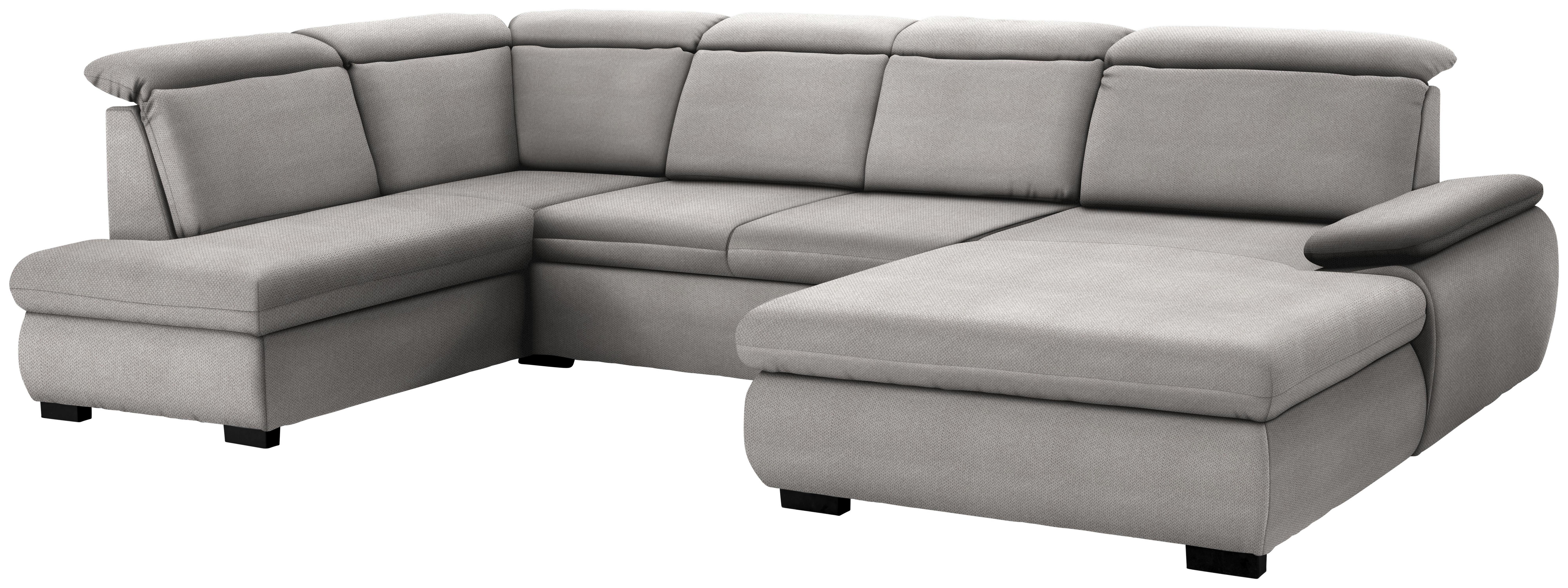 Wohnlandschaft in U-Form Maße: ca. 184/335/172 cm - Silberfarben/Schwarz, KONVENTIONELL, Holz/Textil (184/335/172cm) - Ombra