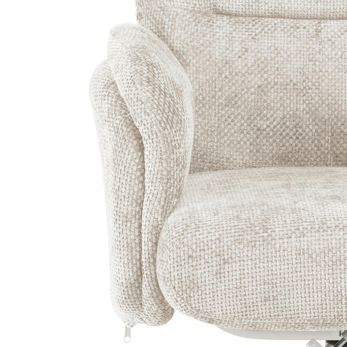 Relaxačné kreslo STAR, krémová ženilka, s taburetom - biela/krémová, Modern, kov/textil (72/107-95/86-110cm) - Mömax