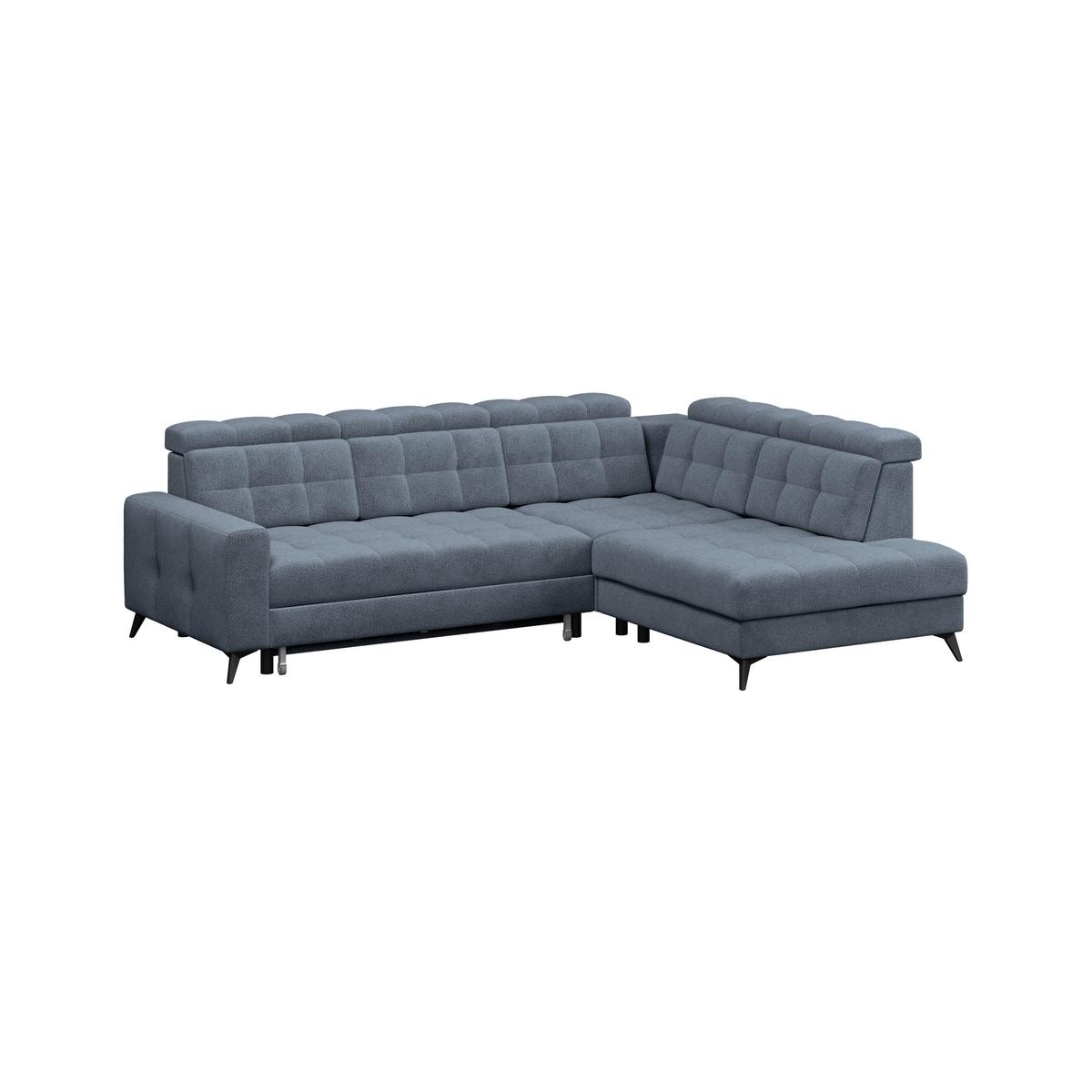 Ecksofa Barletta New Velours Blau, 289x228cm - Blau/Schwarz, ROMANTIK / LANDHAUS, Textil (289/228cm) - Luca Bessoni