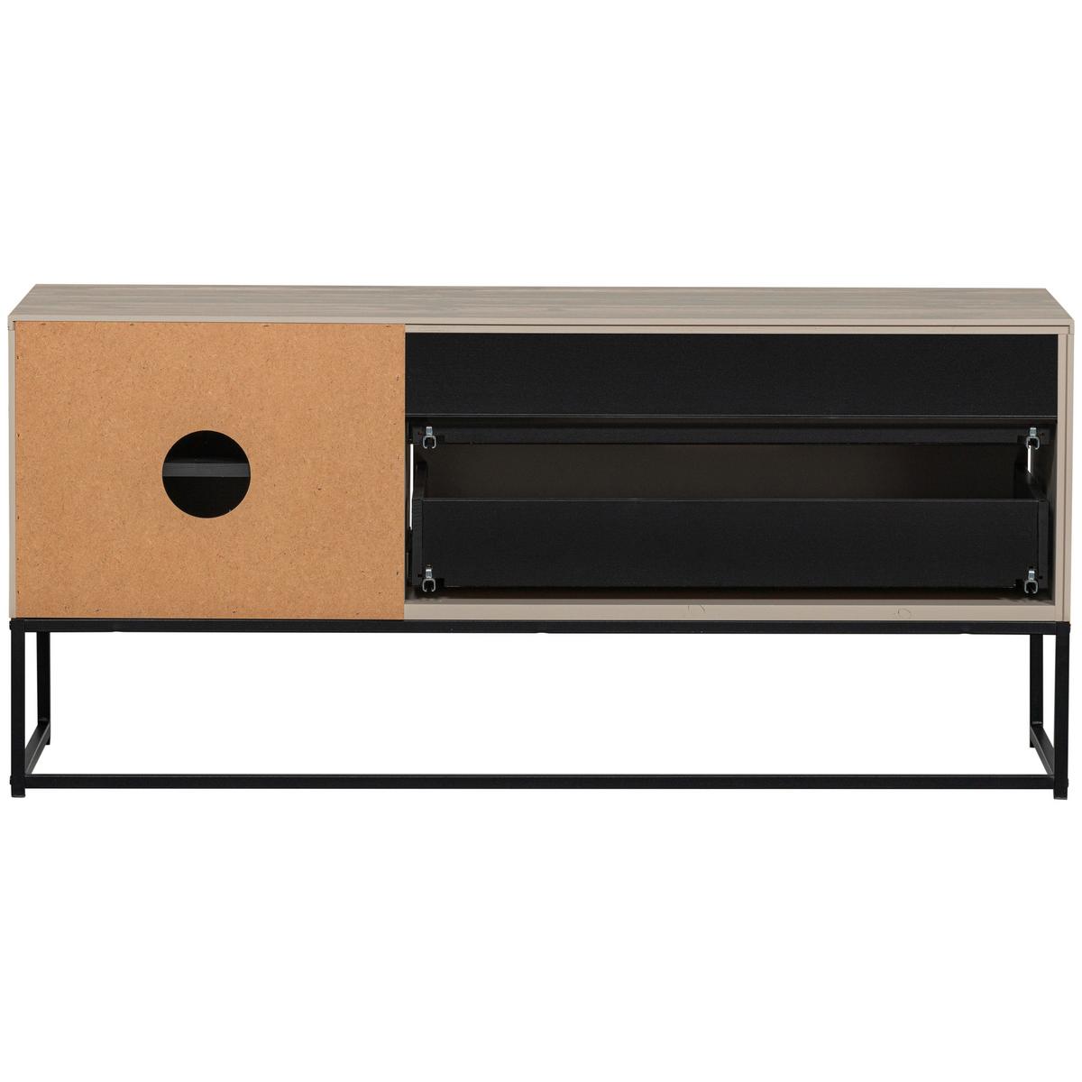 Lowboard Silas Hellgrau B: 120cm - Hellgrau/Schwarz, Design, Holz (120/55/44cm) - Livetastic