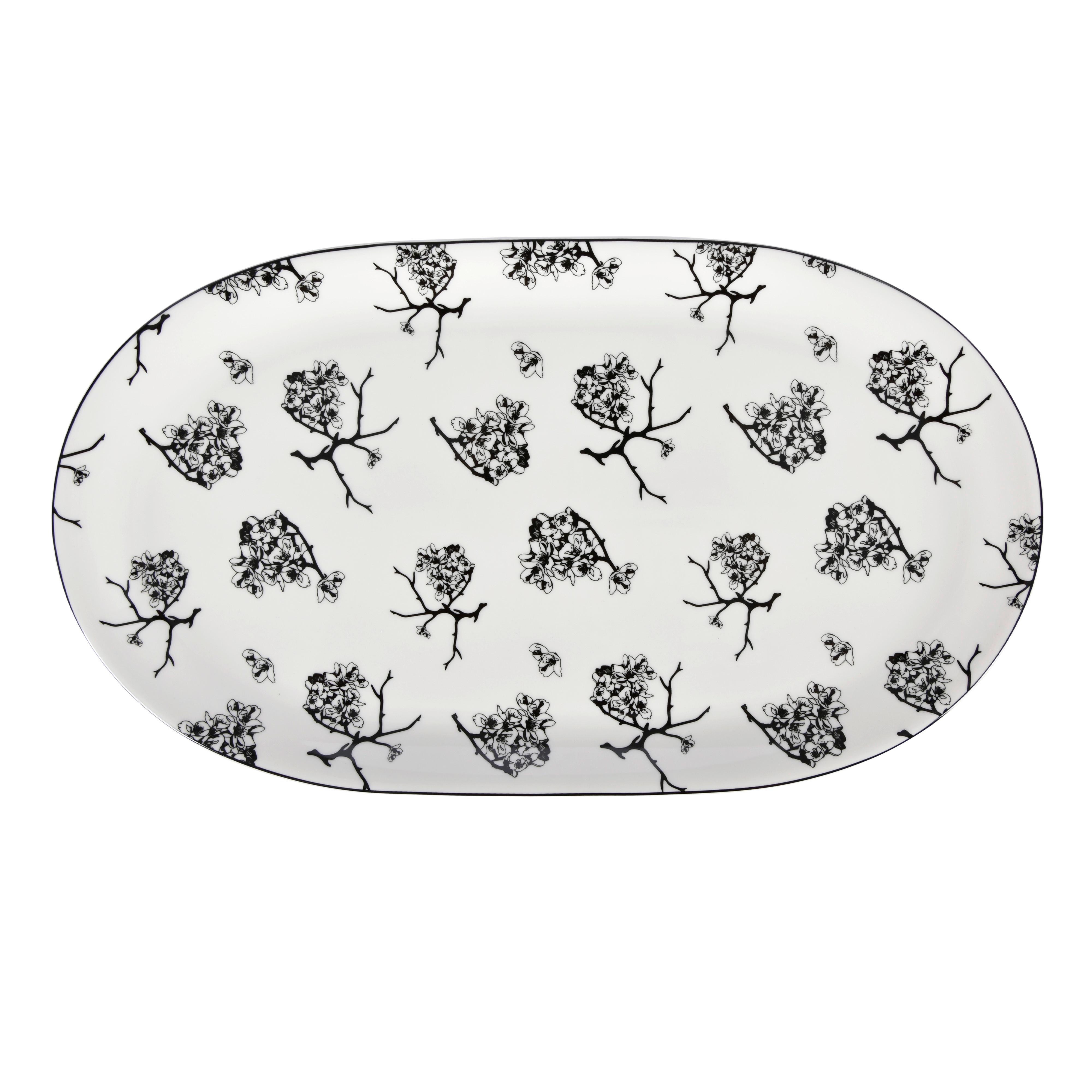 Servírovací podnos Shiva, Ø: 37,5cm - bílá/černá, Lifestyle, keramika (37,5cm) - Premium Living