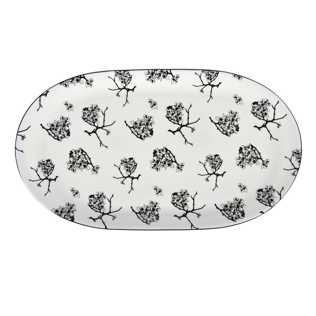 Servírovací podnos Shiva, Ø: 37,5cm - bílá/černá, Lifestyle, keramika (37,5cm) - Premium Living