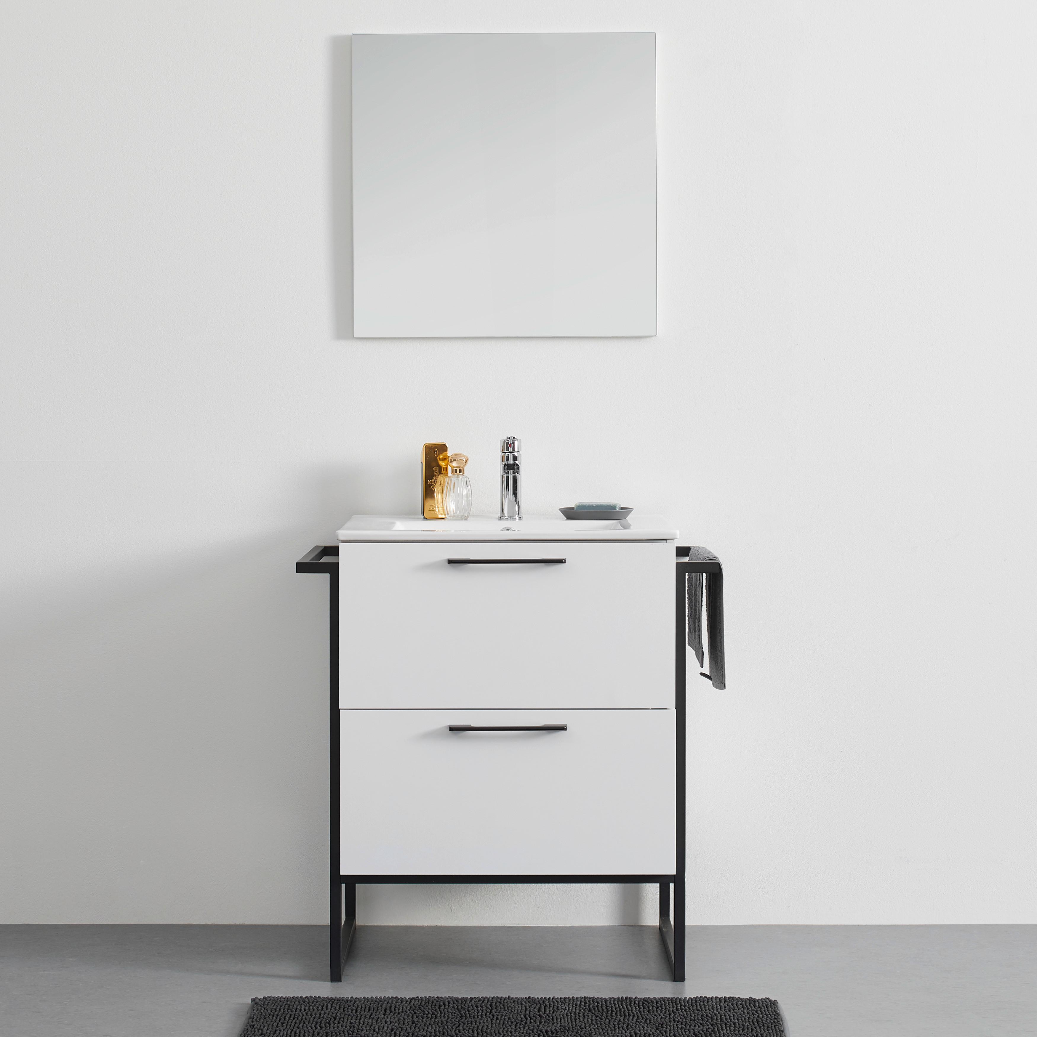 Kupeľňová skrinka SARA šírka 76cm - čierna/biela, Modern, kov/drevo (76/80/47,4cm) - Bessagi Home