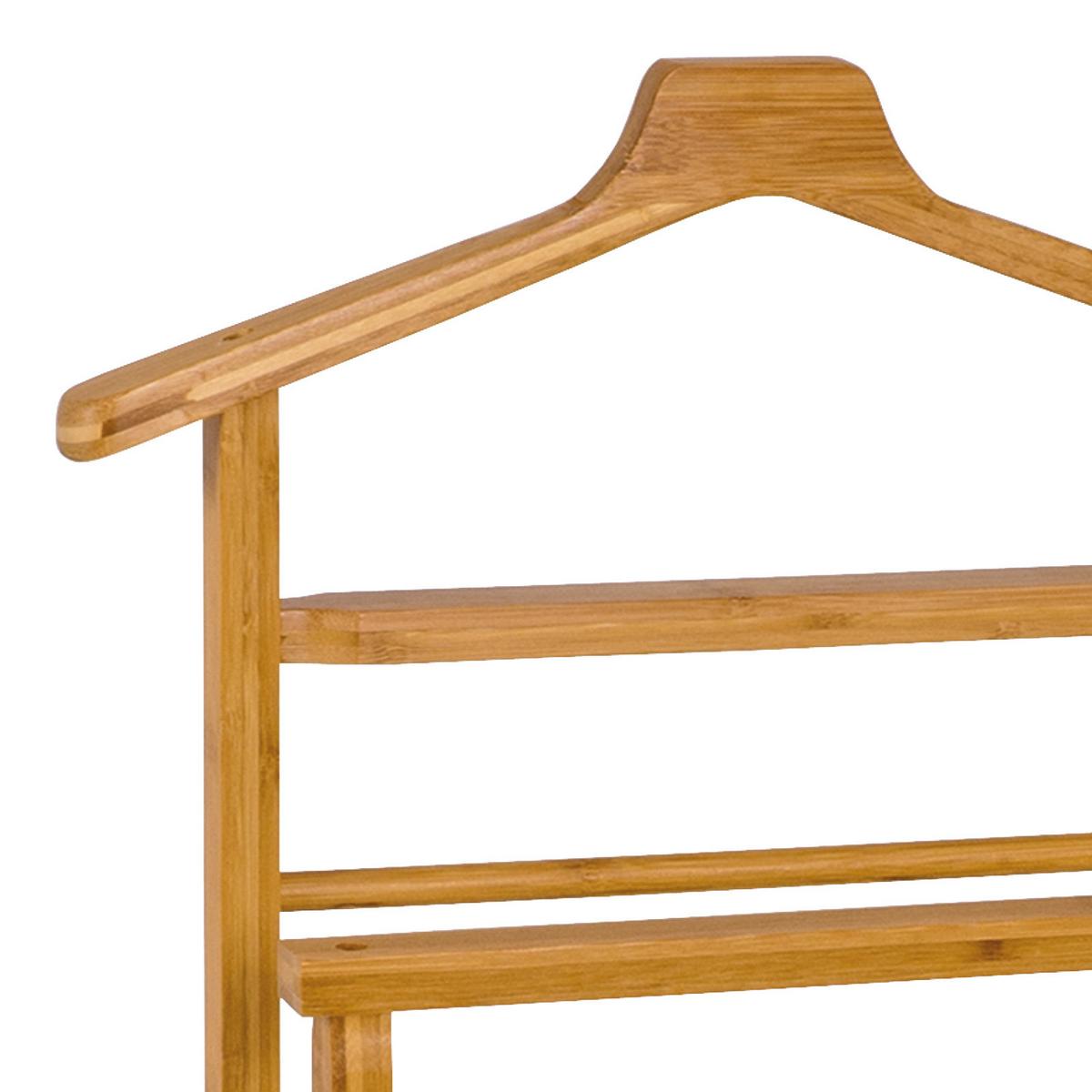 Herrendiener Classic B: 48 cm mit Hosenbügel Bambus Natur - Naturfarben, KONVENTIONELL, Holz (48/97/36cm)