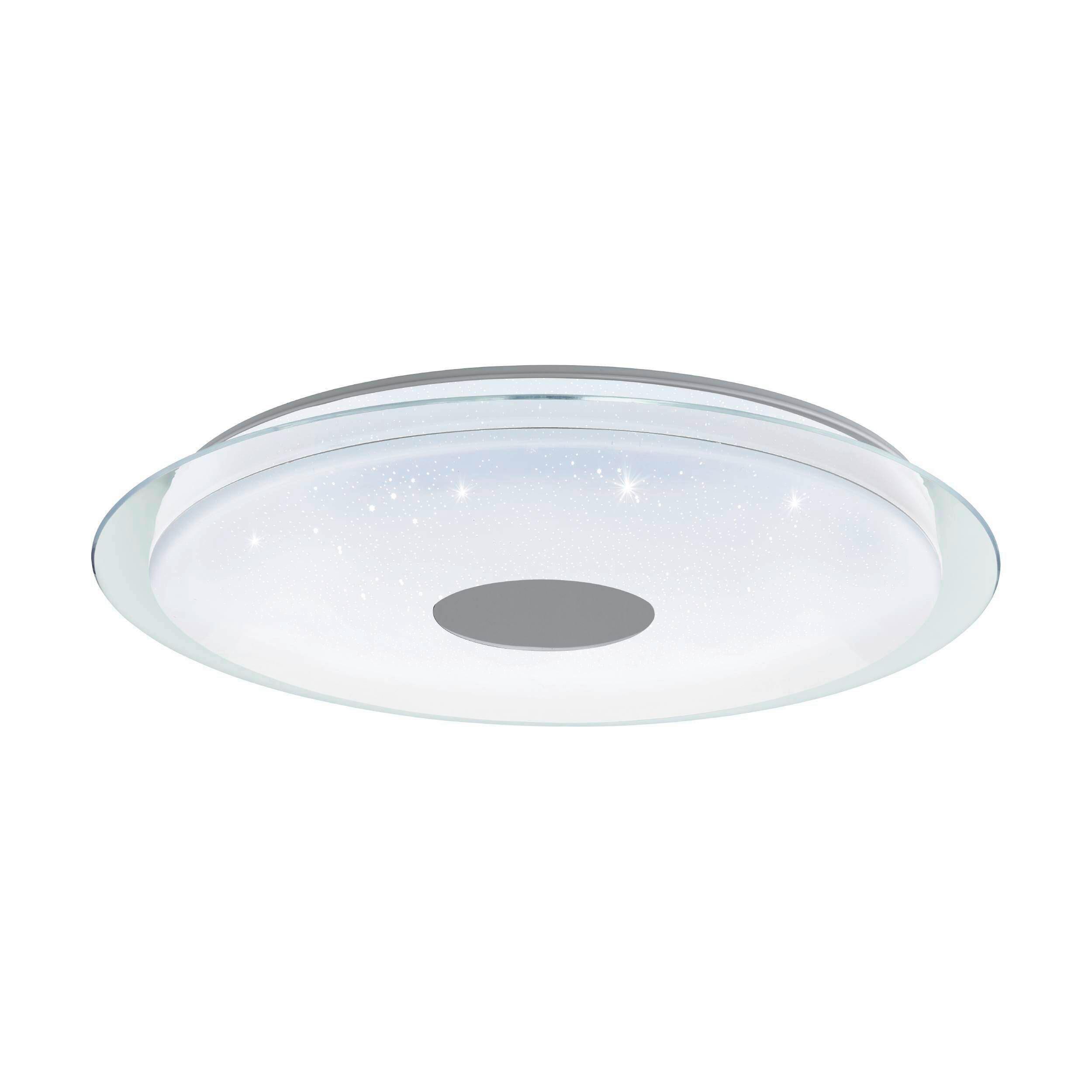 Deckenleuchte Lanciano Ø 77 cm Mit Smartphone-Steuerung Rund - Chromfarben/Weiß, Basics, Kunststoff/Metall (77/9,5cm) - Eglo