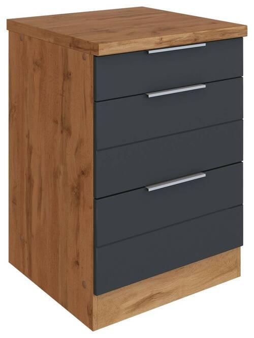 Grauer Küchenunterschrank mit 3 Schubladen