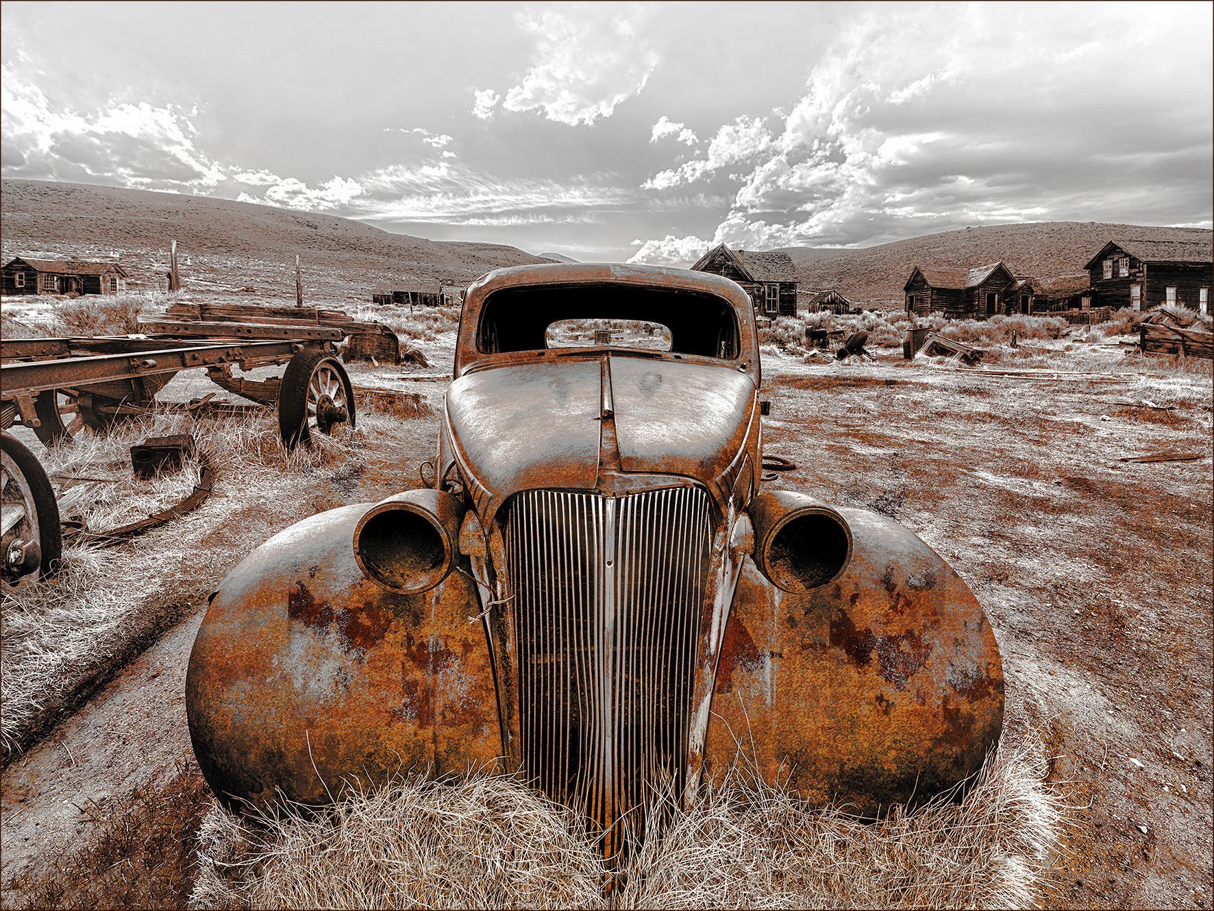 Leinwandbild Lost Car Oldtimer Braun/rostfarben 77x57 Cm - Rostfarben/Braun, Basics, Holzwerkstoff (77/57/2cm)