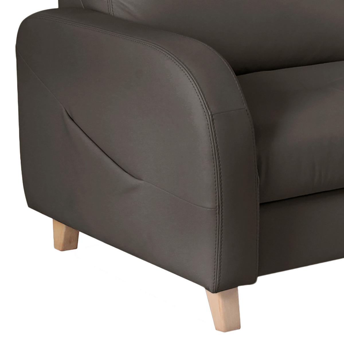 Ecksofa Compact Dunkelbraun B: 227x168 cm - Dunkelbraun/Buchefarben, Design, Leder/Textil (227/168cm) - Livetastic
