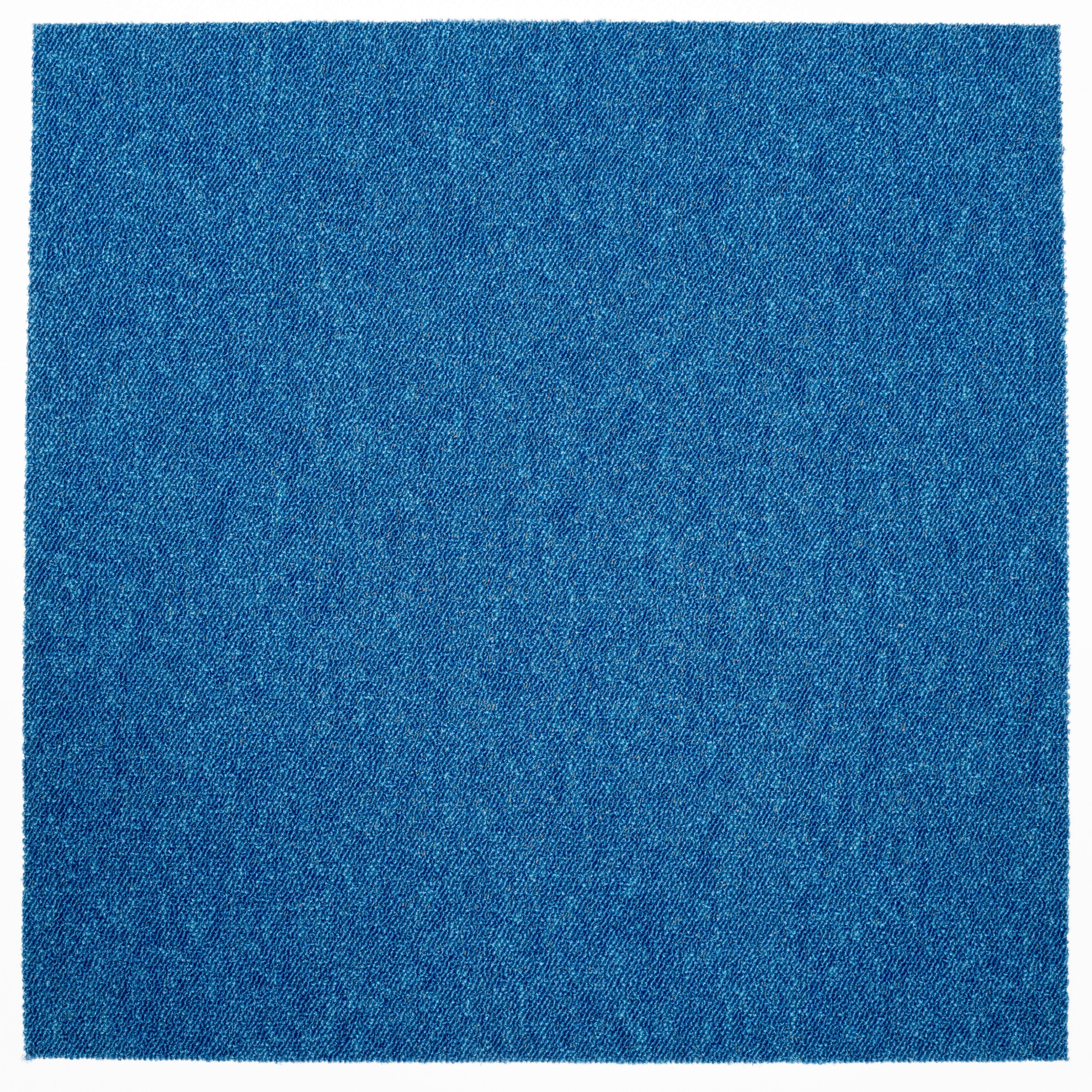Teppichfliese Blau Mustang 50x50 cm Florhöhe 3 mm - Blau, Basics, Textil (50/50cm)