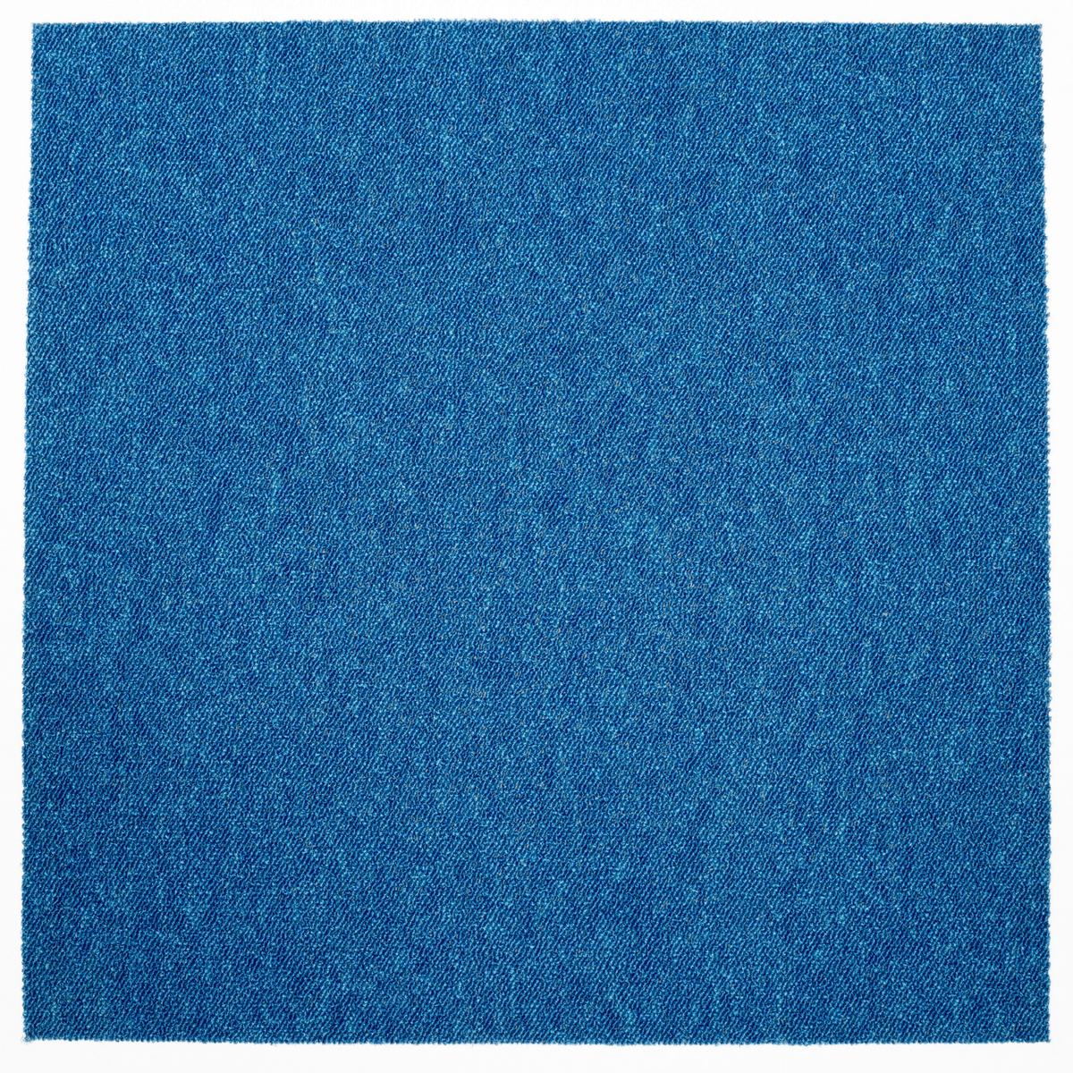 Teppichfliese Blau Mustang 50x50 cm Florhöhe 3 mm - Blau, Basics, Textil (50/50cm)