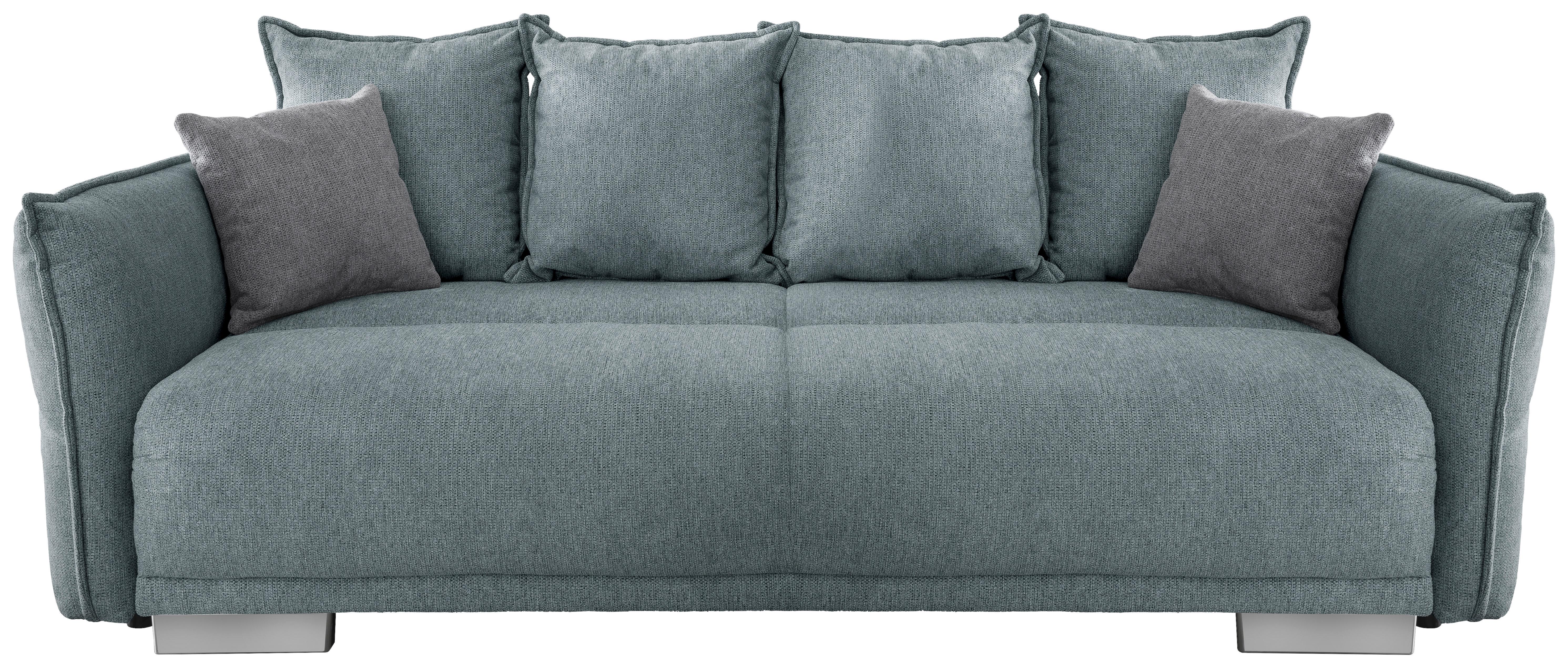Bigsofa Pera, Mintgrün B: 242 cm - Chromfarben/Silberfarben, MODERN, Textil (242/71/90/131cm) - Livetastic
