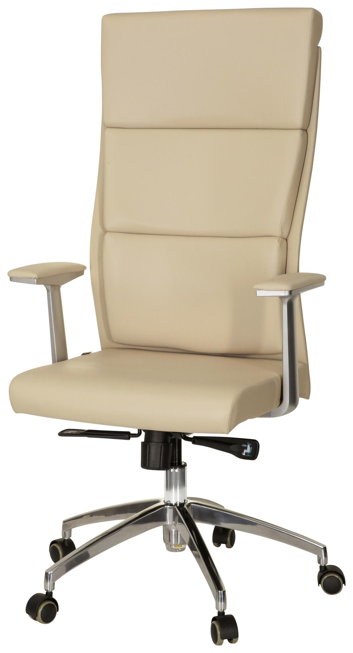 Chefsessel Monza 20 Beige - Beige/Silberfarben, MODERN, Leder/Kunststoff (60/131/52cm) - MID.YOU