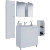 Badezimmer Gilos 5-Teilig Weiß B: 146 cm - Alufarben/Weiß, MODERN, Keramik/Holzwerkstoff (147cm) - MID.YOU