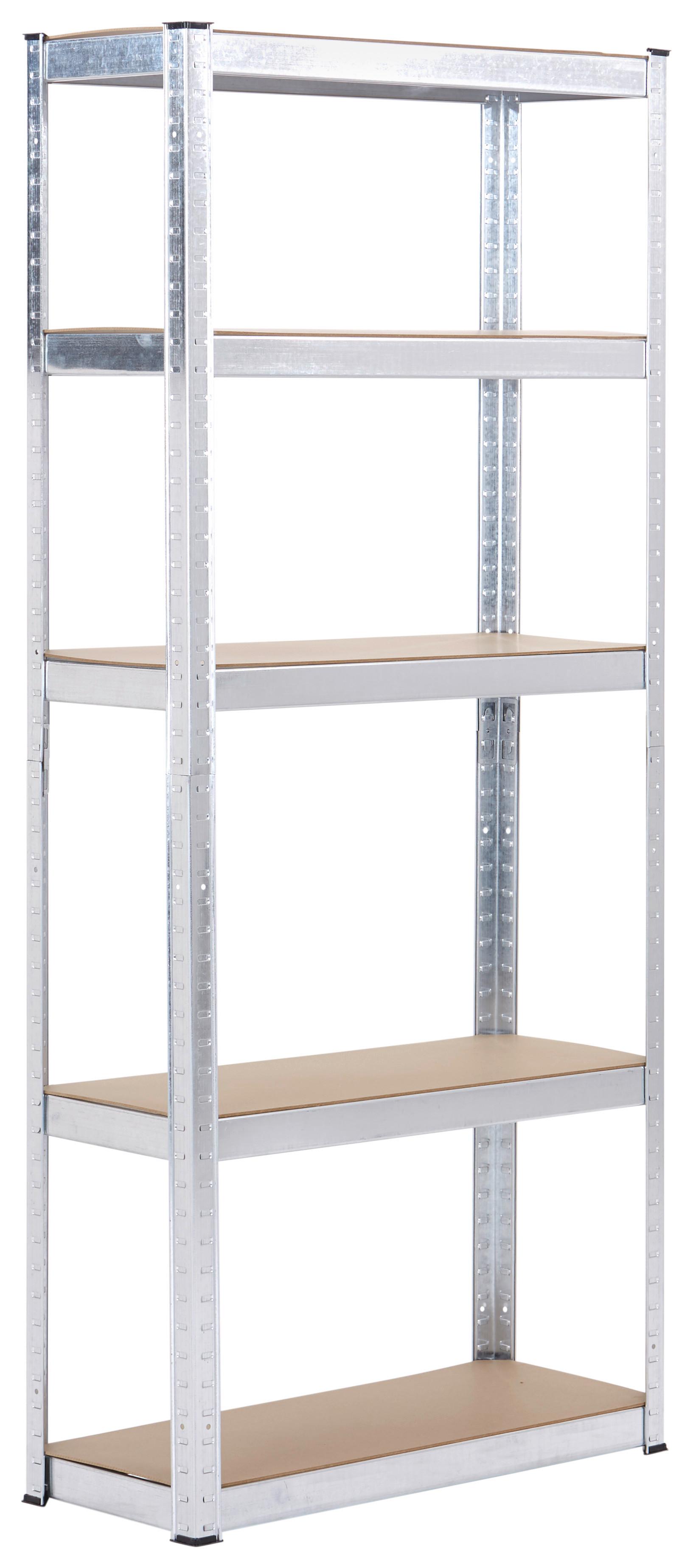 Schwerlastregal Stahl 75x172x30 Cm Max. 375kg/boden - Silberfarben/Naturfarben, Basics, Holzwerkstoff/Kunststoff (75/172/30cm) - Homezone