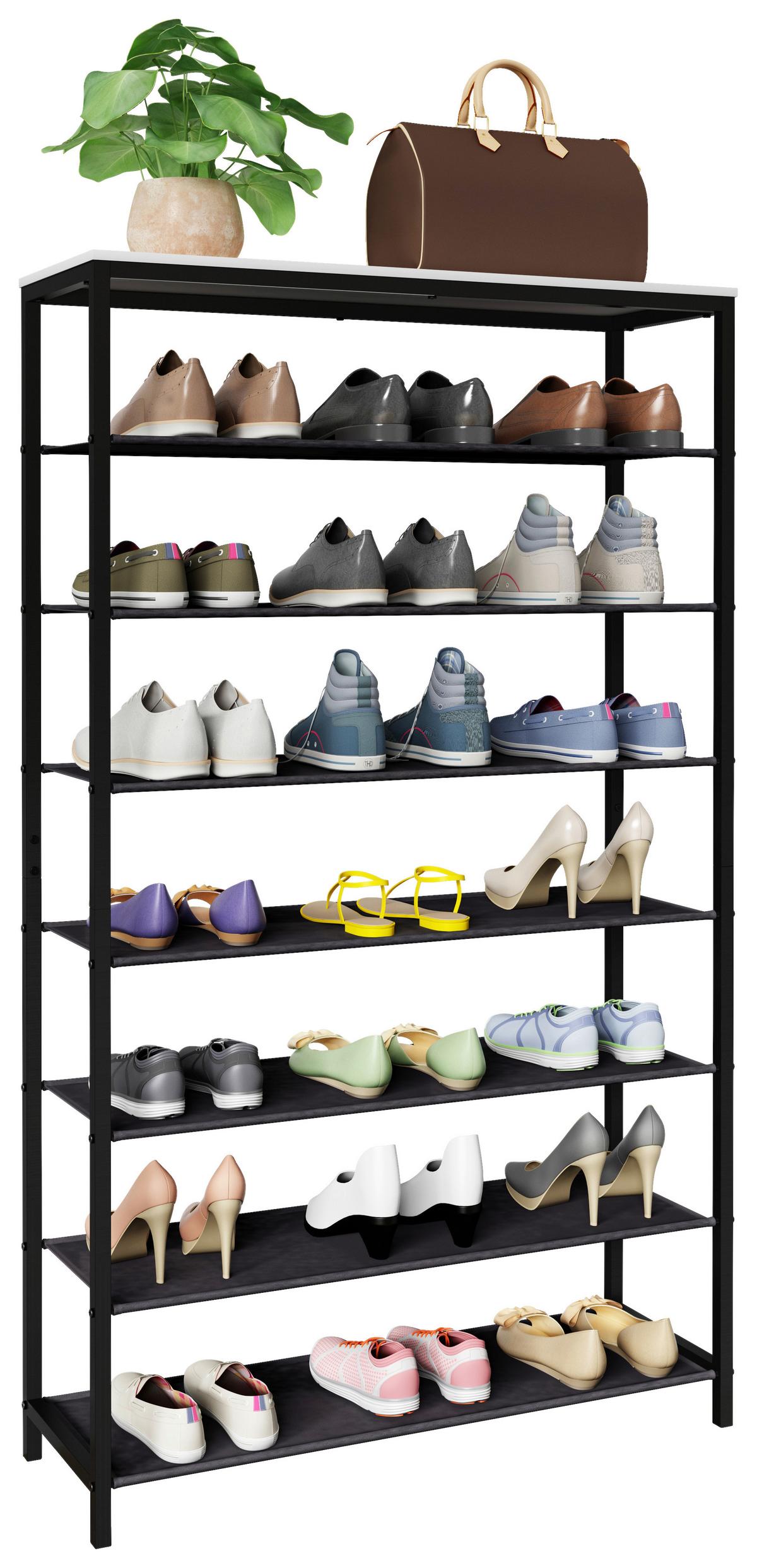 Schuhregal Taliro Schwarz Weiß - Schwarz/Weiß, Design, Holzwerkstoff/Metall (90/152/30cm) - MID.YOU