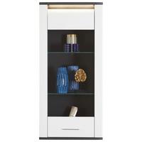 Hängevitrine Alassio B: 54,7cm Weiß/matera Dekor Mit Led - Graphitfarben/Weiß, MODERN, Glas/Holzwerkstoff (54,7/118,5/34cm) - Luca Bessoni
