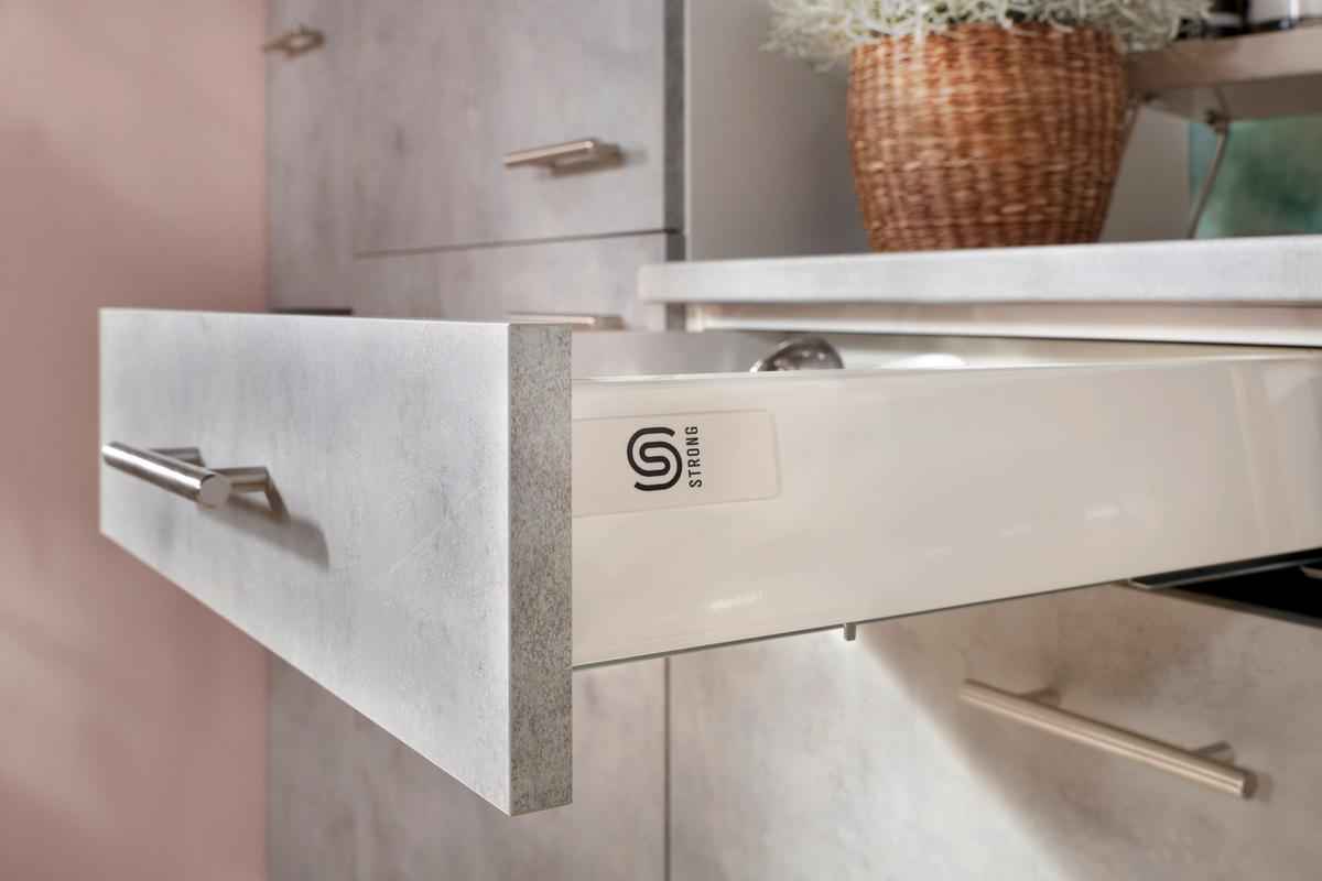 Eckküche Malia 280x172 cm Grau, mit Geräte - Weiß/Grau, Basics, Holzwerkstoff (280/172cm) - Respekta