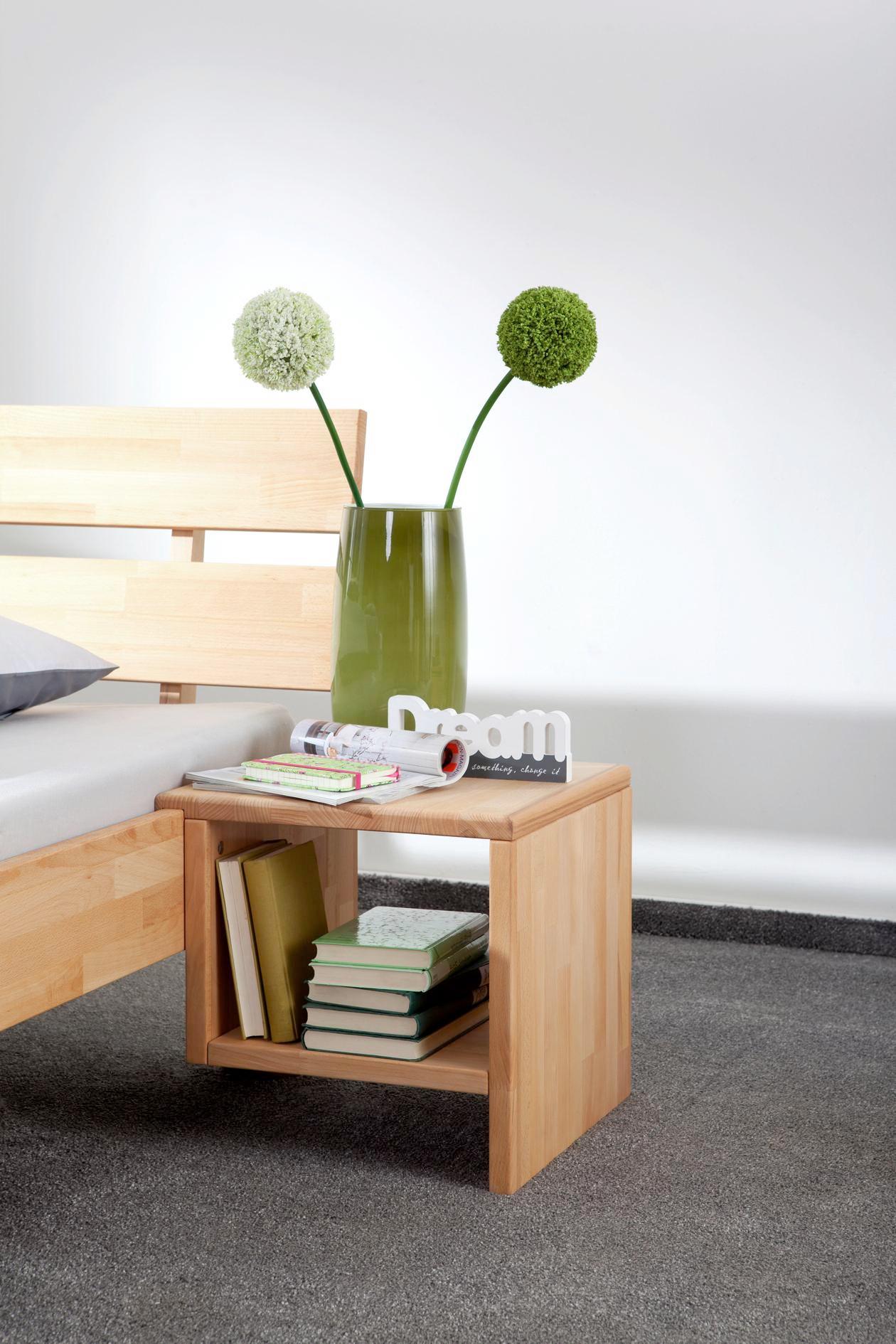 Nachtkästchen Jana B: 40cm Buche Massiv - Naturfarben, Design, Holz (40/40/40cm)