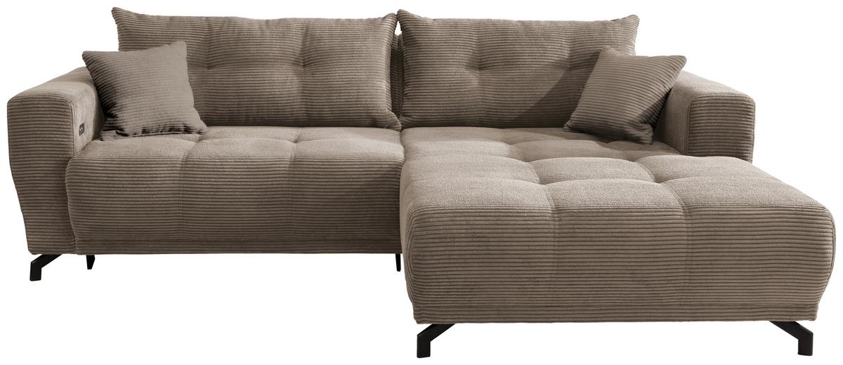 Ecksofa Restato Graubraun S: 246/177 Cm - Graubraun/Schwarz, MODERN, Holz/Textil (246/177cm) - MID.YOU