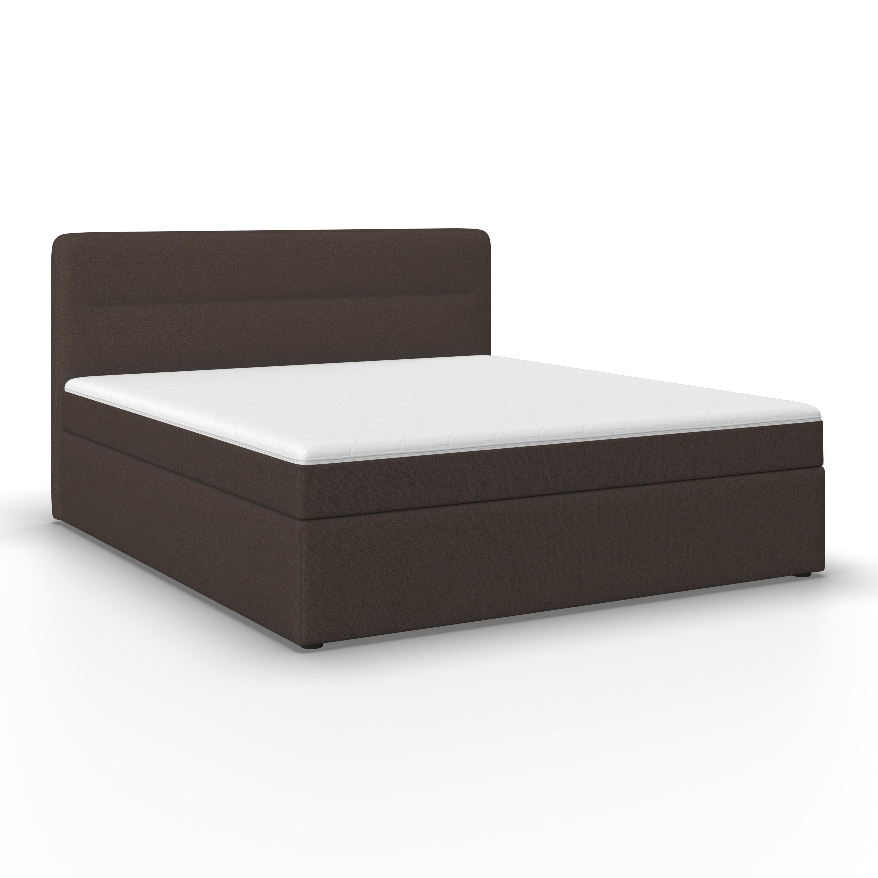 Boxspringová posteľ MARCO 180x200, hnedá - hnedá/čierna, Modern, drevo/textil (180/200cm) - Bessagi Home