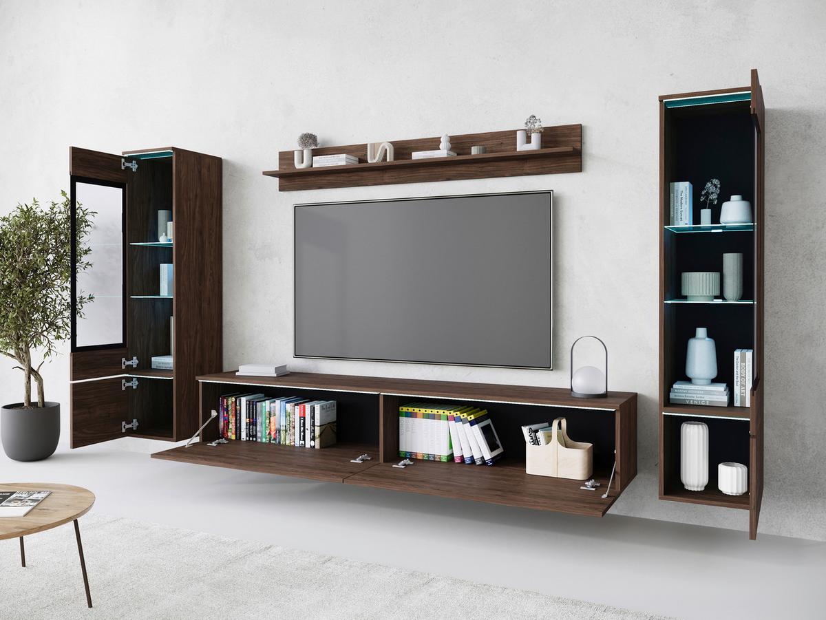 OBÝVACÍ STĚNA VERA II - šedá/barvy ořechu, Lifestyle, kompozitní dřevo/plast (240/130/33cm) - P & B