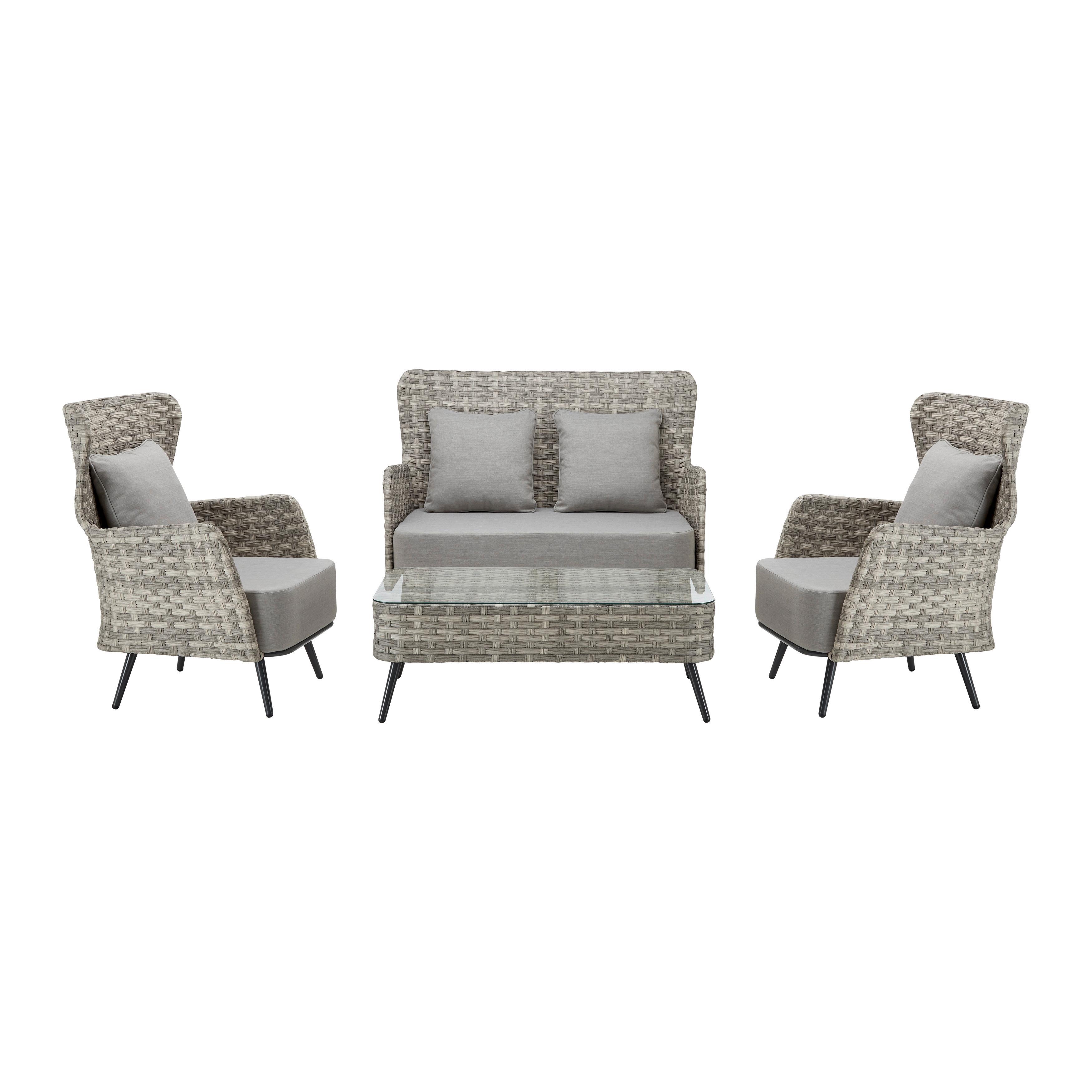 Zahradní Sedací Souprava Tomas - šedá/černá, Moderní, kov/textil (196/62/33cm) - Bessagi Garden