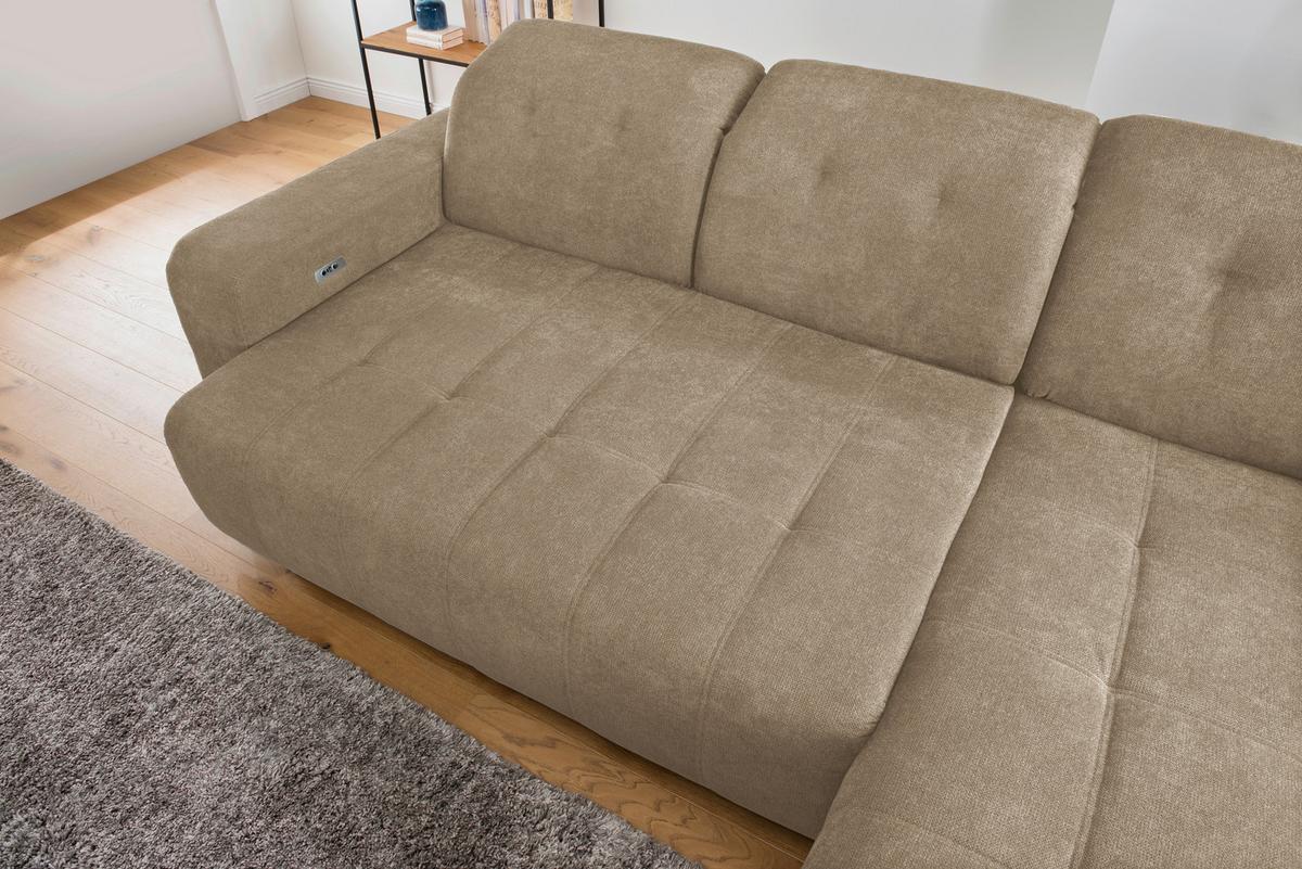 Ecksofa Vicari Hellbraun S: 185x292 Cm - Hellbraun/Schwarz, MODERN, Textil (185/292cm) - Livetastic