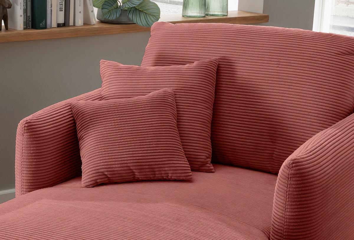 XXL-Sessel Vanilla, Koralle B: 112 cm - Koralle/Schwarz, Design, Textil (112/95/158cm) - Livetastic