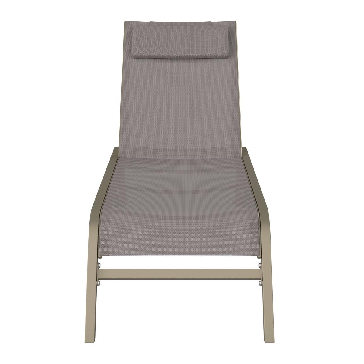 Sonnenliege Olivia Metall/textil Mit Rollen - Hellgrau, MODERN, Textil/Metall (198/62/34-87cm) - Luca Bessoni