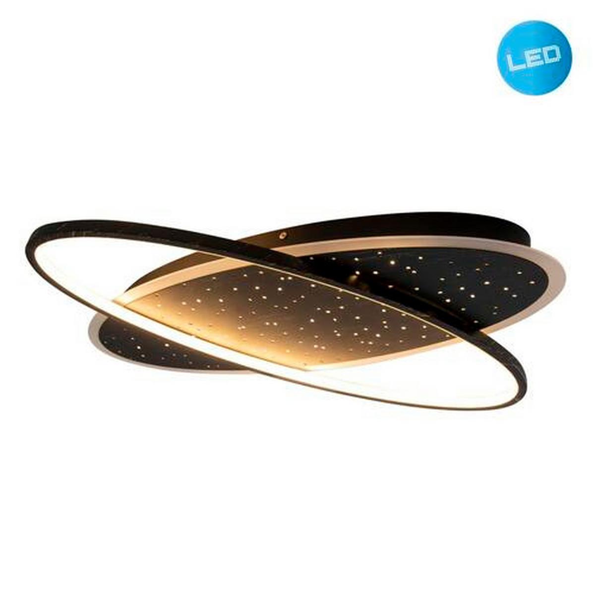 LED-Deckenleuchte Stelaris L: 60 cm - Goldfarben/Schwarz, Design, Kunststoff/Metall (60/6,5/47cm) - Näve