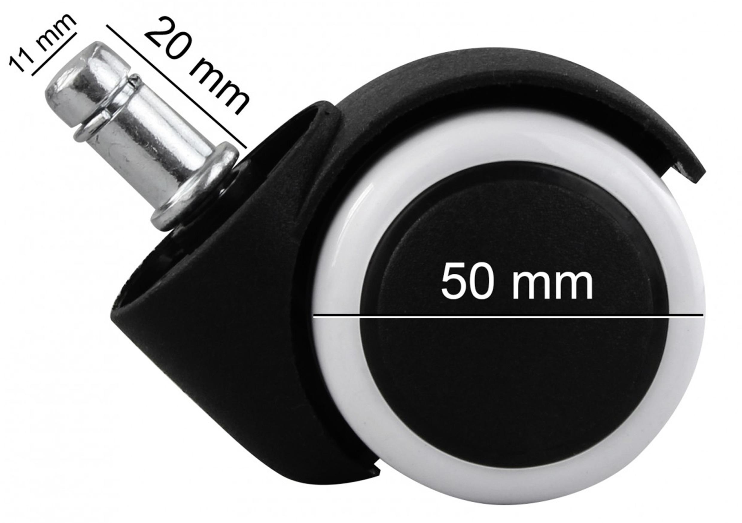 Bürostuhlrollen Ø 5 cm Schwarz/Weiß 5er-Set - Weiß, Basics, Kunststoff (5cm) - MID.YOU