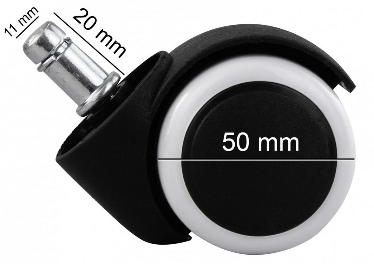 Bürostuhlrollen Ø 5 cm Schwarz/Weiß 5er-Set - Weiß, Basics, Kunststoff (5cm) - MID.YOU