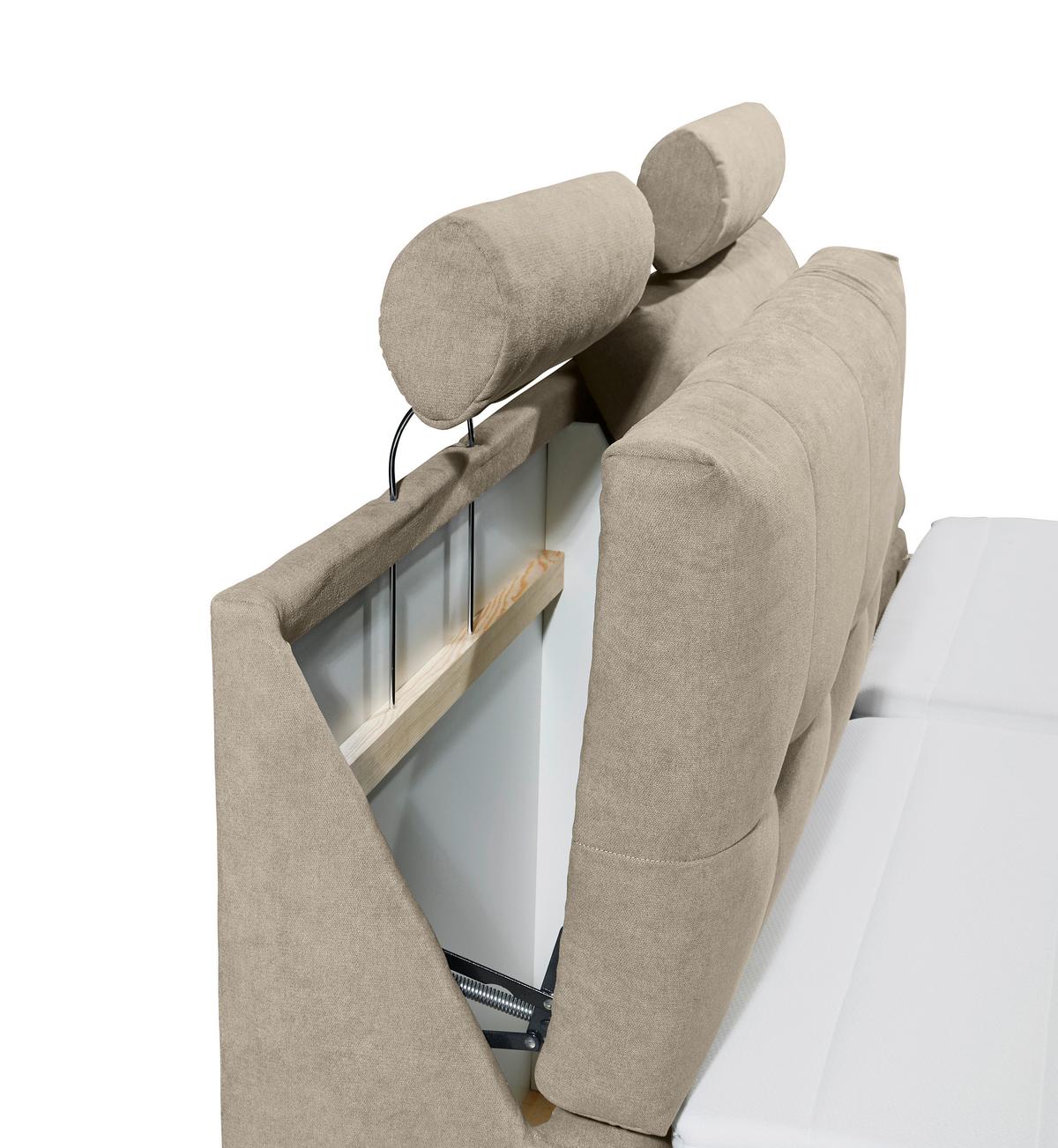 Boxspringbett Mit Topper Elektrisch 180x200 Palermo - Sandfarben/Silberfarben, MODERN, Holzwerkstoff/Textil (180/200cm) - MID.YOU